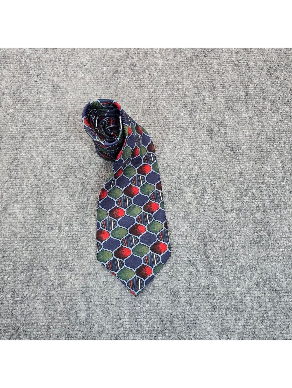 Christian Dior Monsieur Silk Geometric Tie Navy Green Red Made in USA